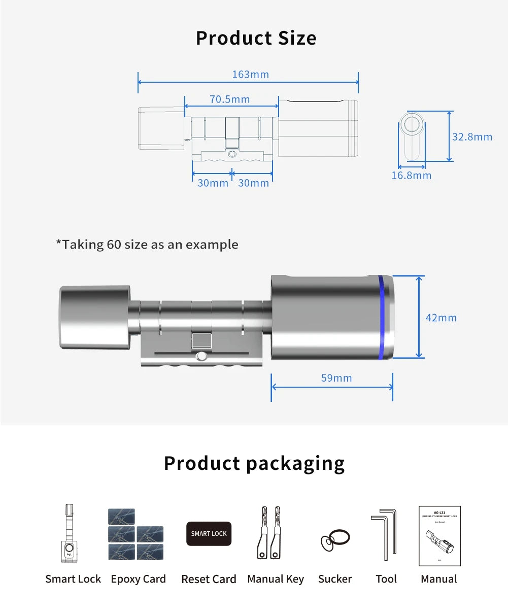 Bluetooth Fingerprint Smart Door Lock with Tuya App Compatibility, IC Card, and Key Unlock &ndash; Advanced Home Security System by iAooGee