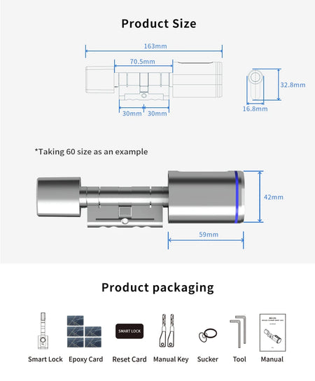 Bluetooth Fingerprint Smart Door Lock with Tuya App Compatibility, IC Card, and Key Unlock &ndash; Advanced Home Security System by iAooGee