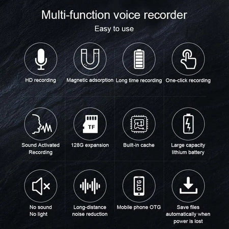 STTWUNAKE 500Hrs Mini Voice Activated Recorder - Magnetic