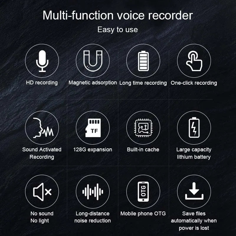 STTWUNAKE 500Hrs Mini Voice Activated Recorder - Magnetic