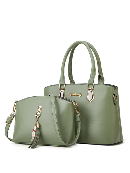 Simple Korean Style Women's Casual Tote Handbag green / L
