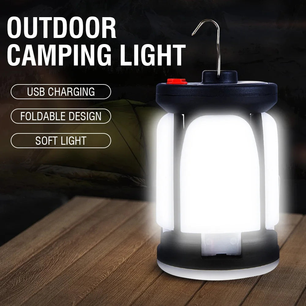 Rechargeable LED Camping Lantern with Versatile Light Modes and Solar Charging