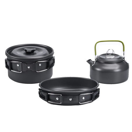 Lightweight Camping Cookware Kit for Outdoor Adventures Black 3 Set