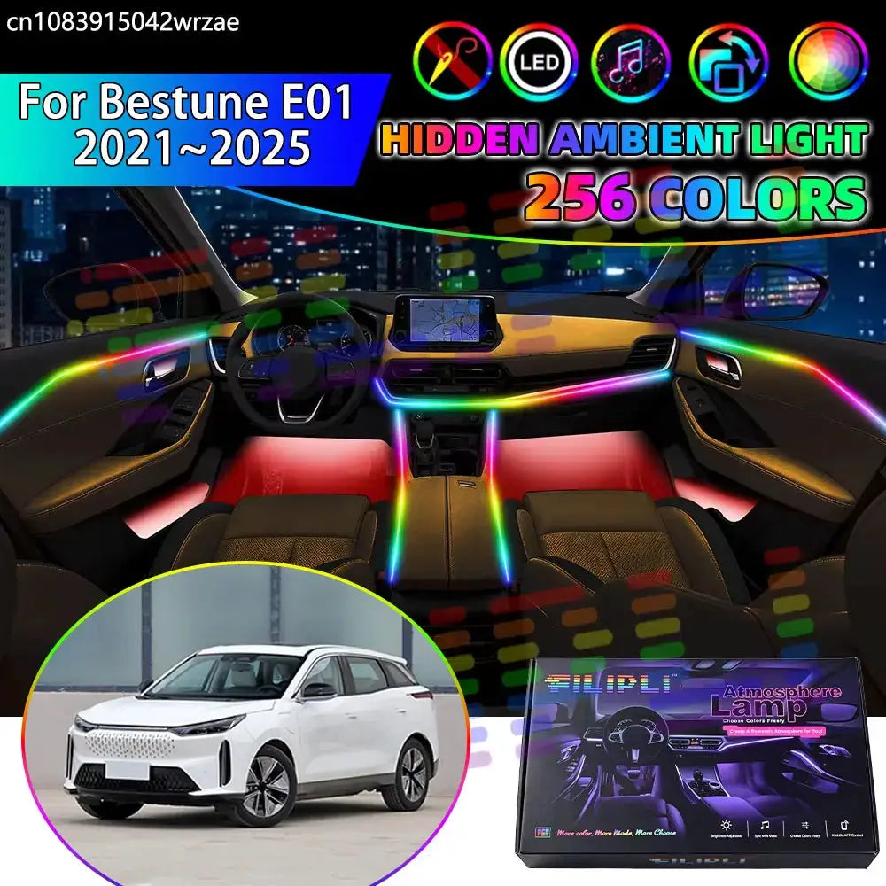 For Bestune E01 2021~2025 C105 RGB Car Interior Ambient Lights Strips Breathing Lighting Kit App Control LED strips Auto Parts by InterCyprus Trading Ltd