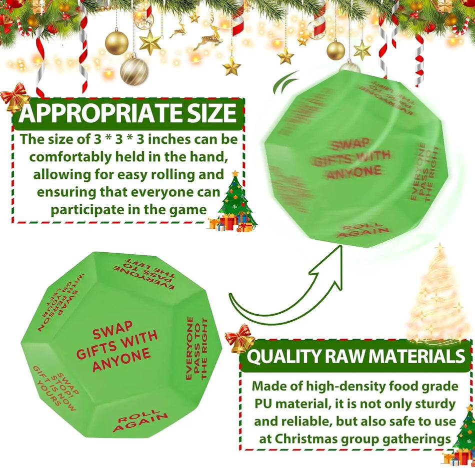 Ζάρια Ανταλλαγής Δώρων Santa Swap 3x3in Παιχνίδι Πάρτι Χριστουγέννων