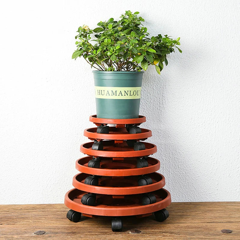 Odnímatelný stojan na rostliny s kolečky, těžký vozík na rostliny pro vnitřní a venkovní použití