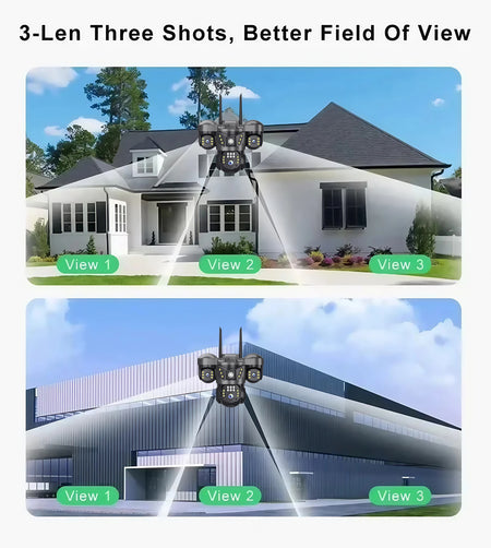 V380 Pro 4G IP Camera 15MP Triple Lenses Triple Screens Human Detection  Video Monitor Outdoor Waterproof Security CCTV Camera