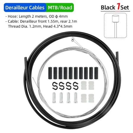 Deemount Brake Derailleur Cables Kit &ndash; Durable Carbon Steel Construction Shift Kit D01D04 BK / CHINA