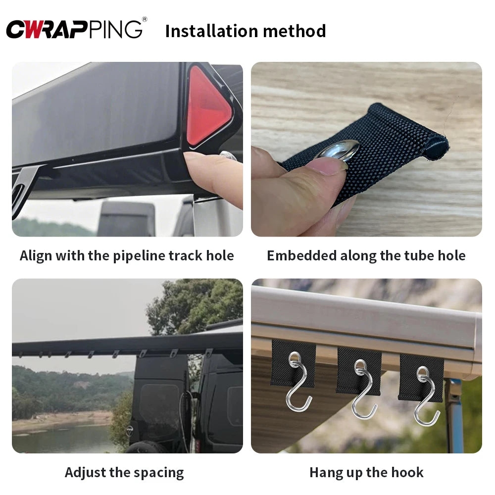 4Pcs S Shaped Camping Awning Hooks Clips - Durable &amp; Versatile for RV, Tent &amp; Home