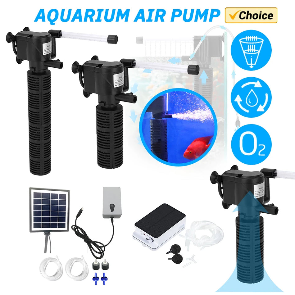 Mini 3 I 1 Akvarium Intern Filter Och Nedsänkt Pump