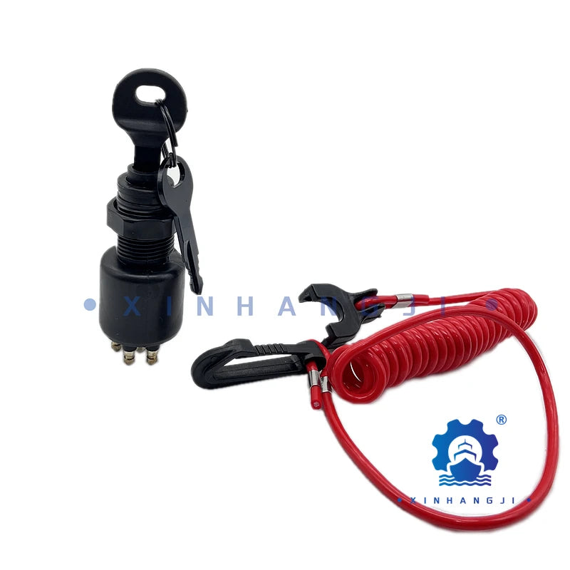 OMC Johnson Evinrude Ignition Switch &amp; Key Assembly with Safety Lanyard