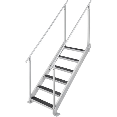 SucceBuy 4/6 Step Dock Ladder Aluminum &ndash; Durable Rubber Mat