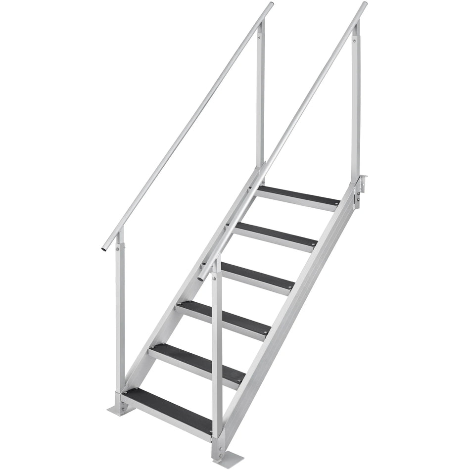 SucceBuy 4/6 Step Dock Ladder Aluminum &ndash; Durable Rubber Mat