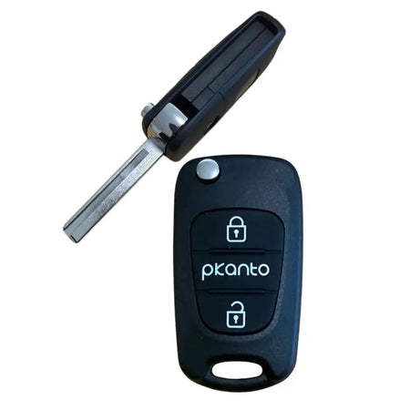 3Buttons Car Remote Folding Flip Key Shell Case Housing for Hyundai for Kia Picanto with Uncut Right Blade by InterCyprus Trading Ltd