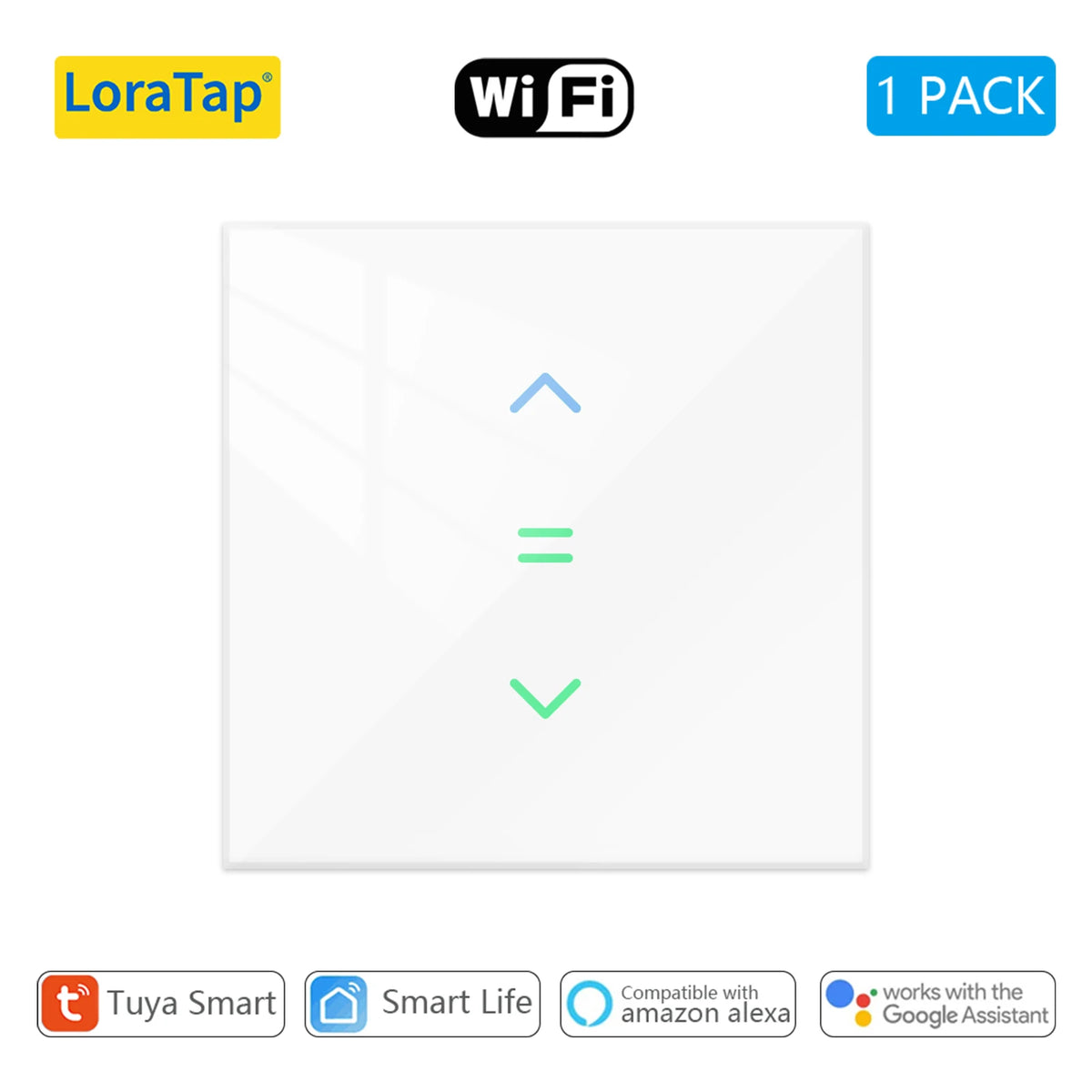 LoraTap Smart Roller Shutter Switch with Voice Control for Automatic Curtains White 1 Pack