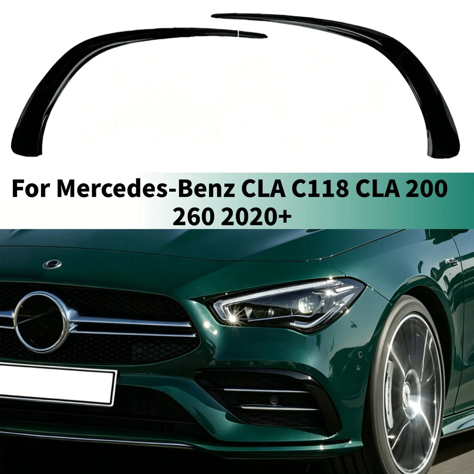 Moldura do farol de nevoeiro do para-choques dianteiro em ABS preto brilhante para Mercedes Benz CLA C118