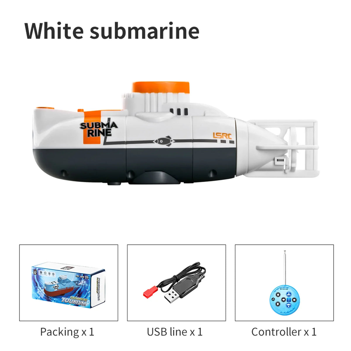 LSRC 6CH Mini RC Submarine &ndash; High Speed Waterproof LED White