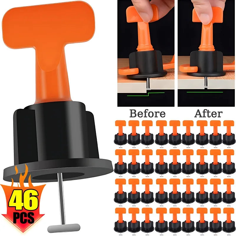 46Pcs Ceramic Floor Tile Leveling Kit &ndash; Easy Leveling