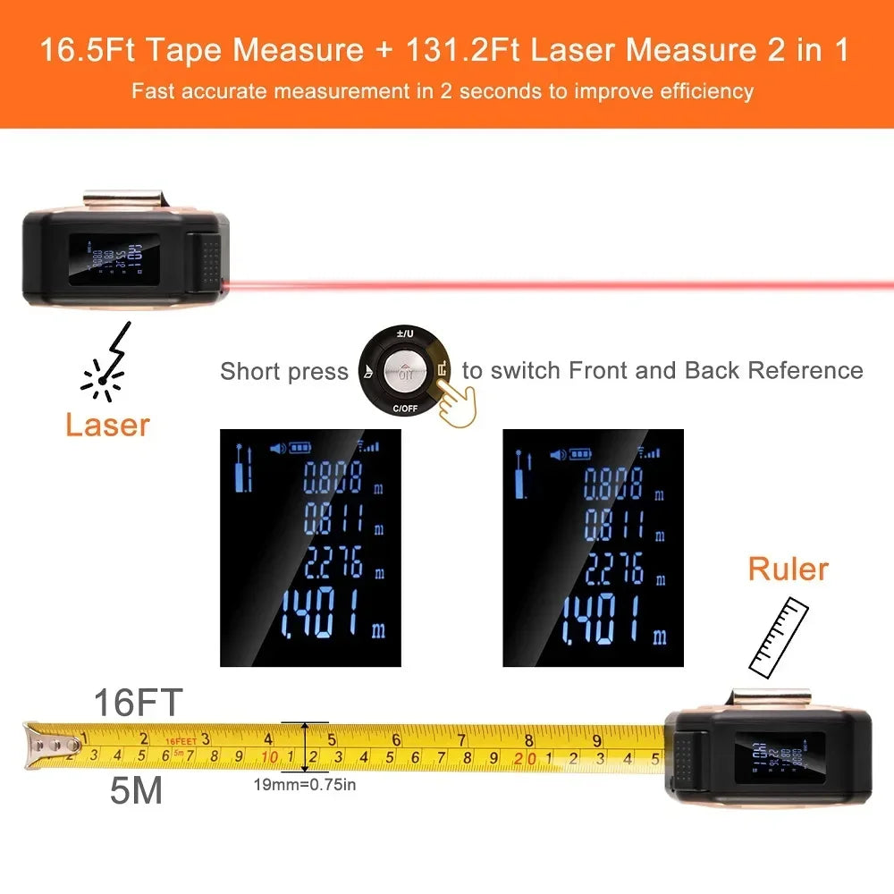 3 In 1 Laser Measuring Tool 40/60M &ndash; Dual Tape Laser