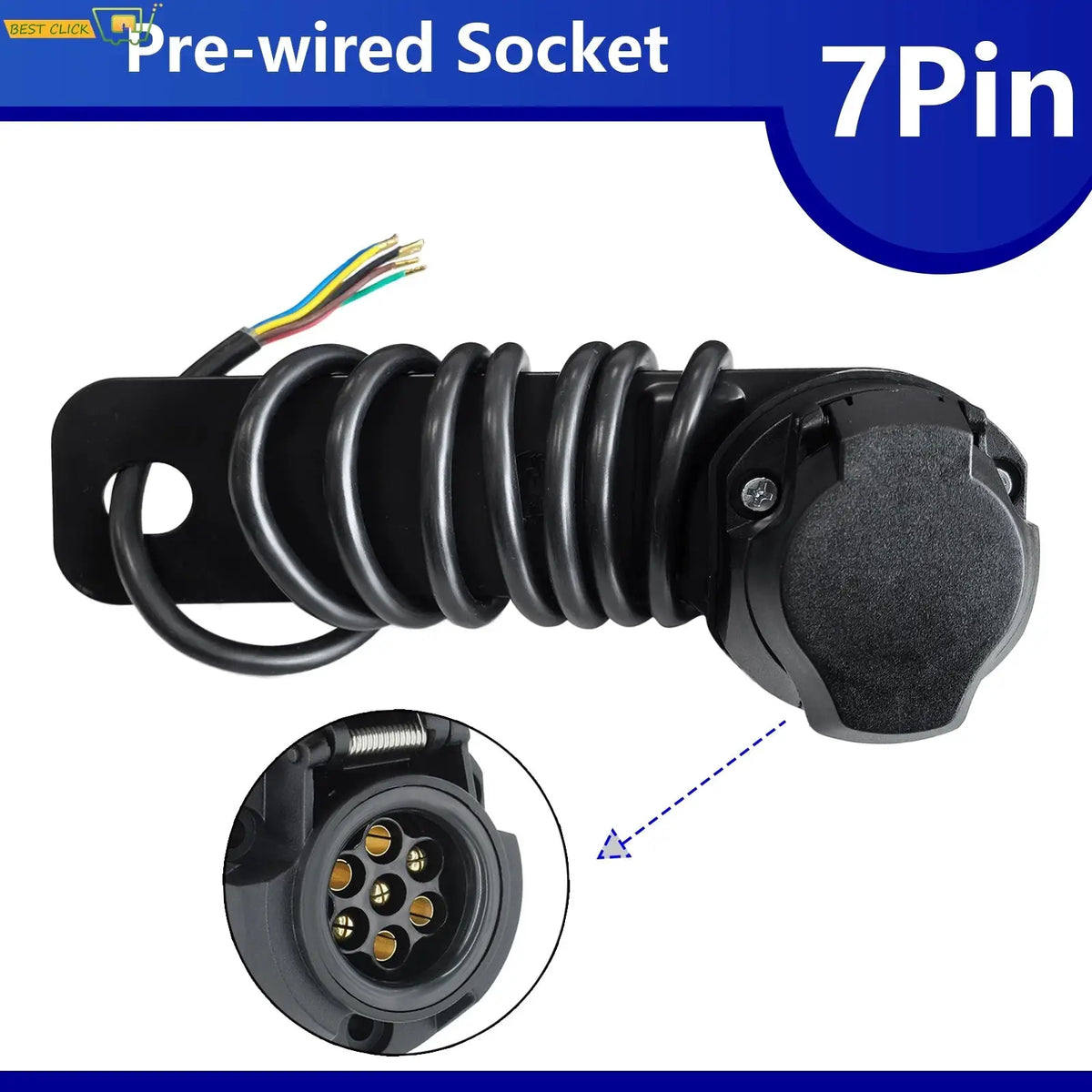 5M 12N 7Pin Pre-Wired Trailer Socket Wiring Extension Cable For Car Caravan Light Electrics Mounting Plate by InterCyprus Trading Ltd