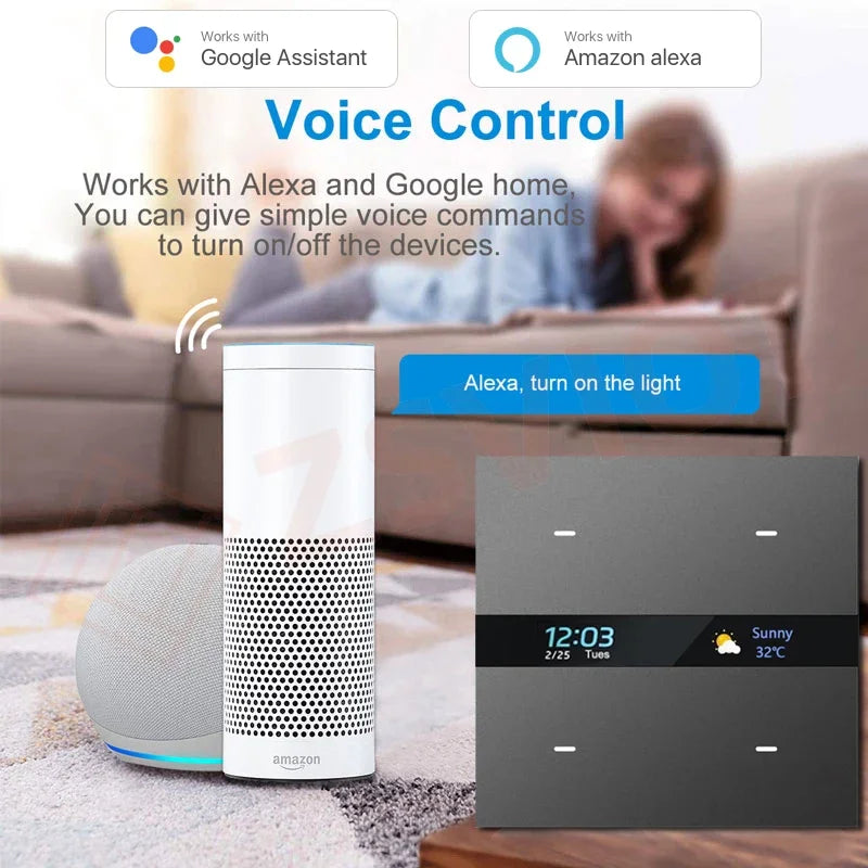 Tuya Zigbee 4 Gang Weather Display Switch &ndash; Time Display