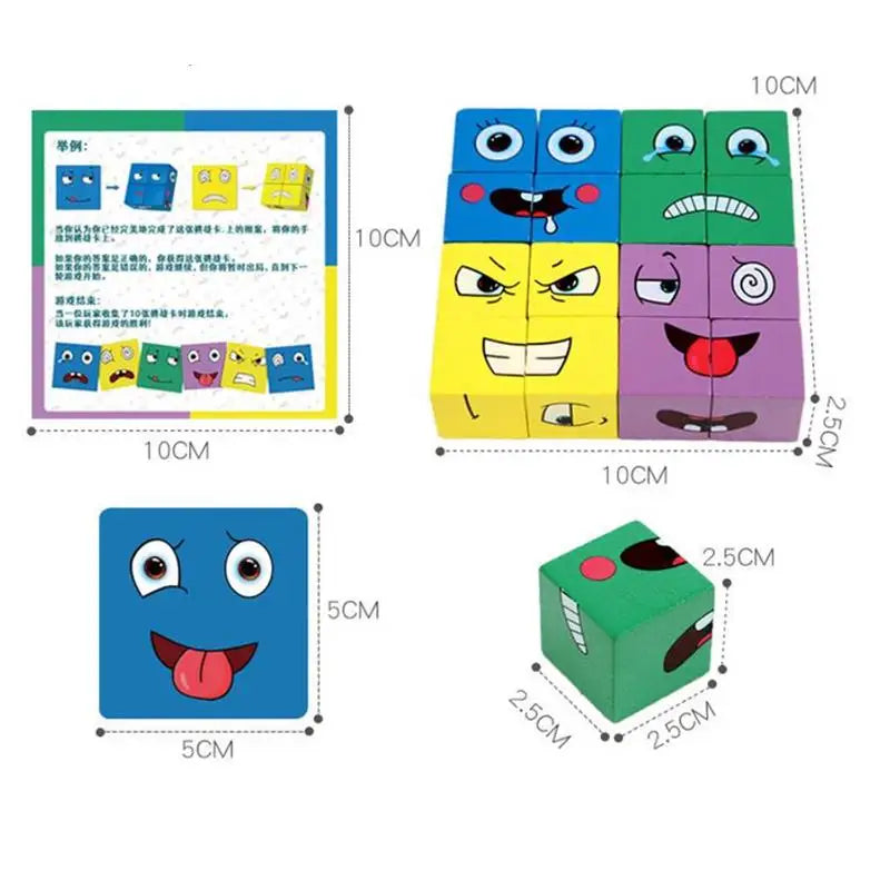 BZS00120 &ndash; Educational Wooden Face Changing Blocks for Kids