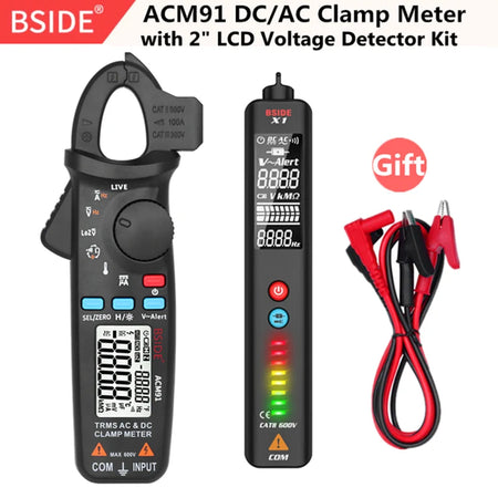 BSIDE ACM92 Auto Range Clamp Digital Ammeter &ndash; True RMS AC DC Current Measurement ACM91 Black-X1 Kit / CHINA