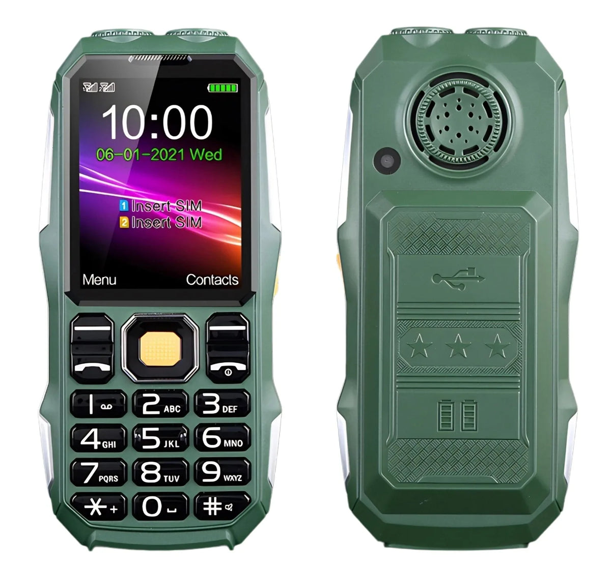 MAFAM Unlocked Shockproof Senior Phone &ndash; Long Battery Life Green / Full set