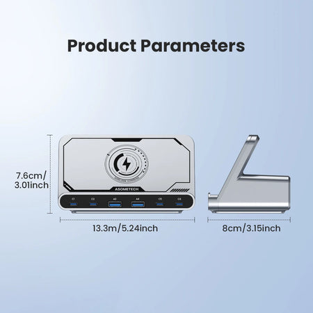 ASOMETECH 160W 7in1 USB C Fast Charging Station &ndash; Ultra-Fast Wireless Charging for Multiple Devices