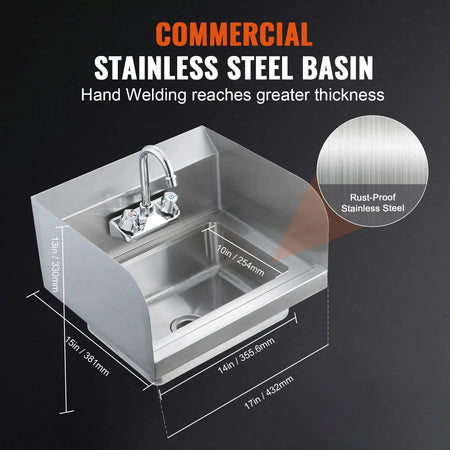 Stainless Steel Wall Mount Hand Sink With Faucet