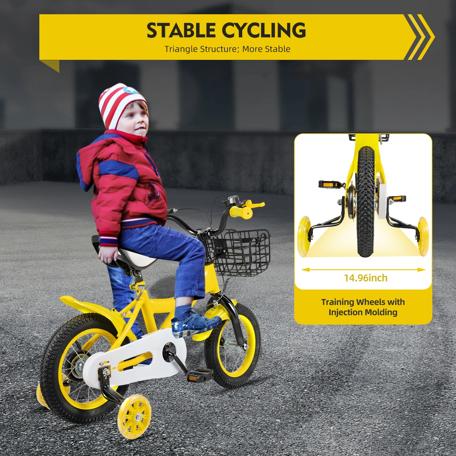 Children Toddler Bike With Basket &ndash; Adjustable Height