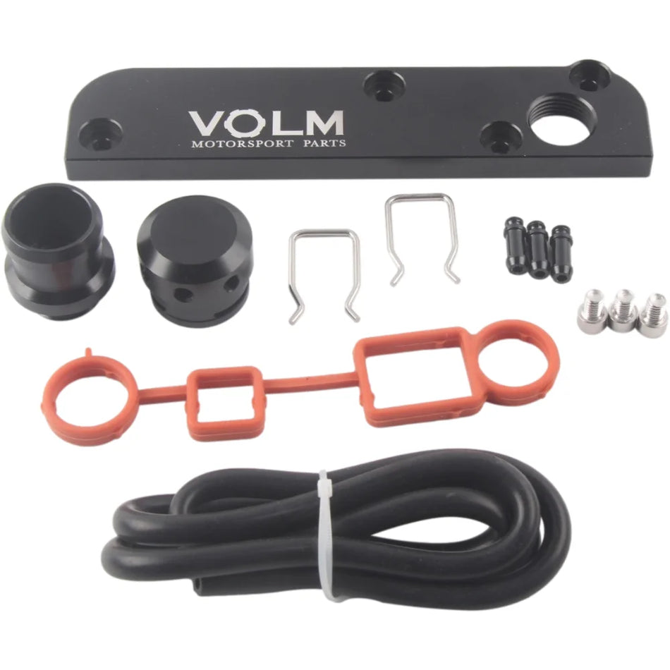Kit de placa de eliminación de PCV y adaptador de renovación para motor Volkswagen 2.0T EA113 FSI, aluminio 6061-T6, anodizado negro, logo VOLM