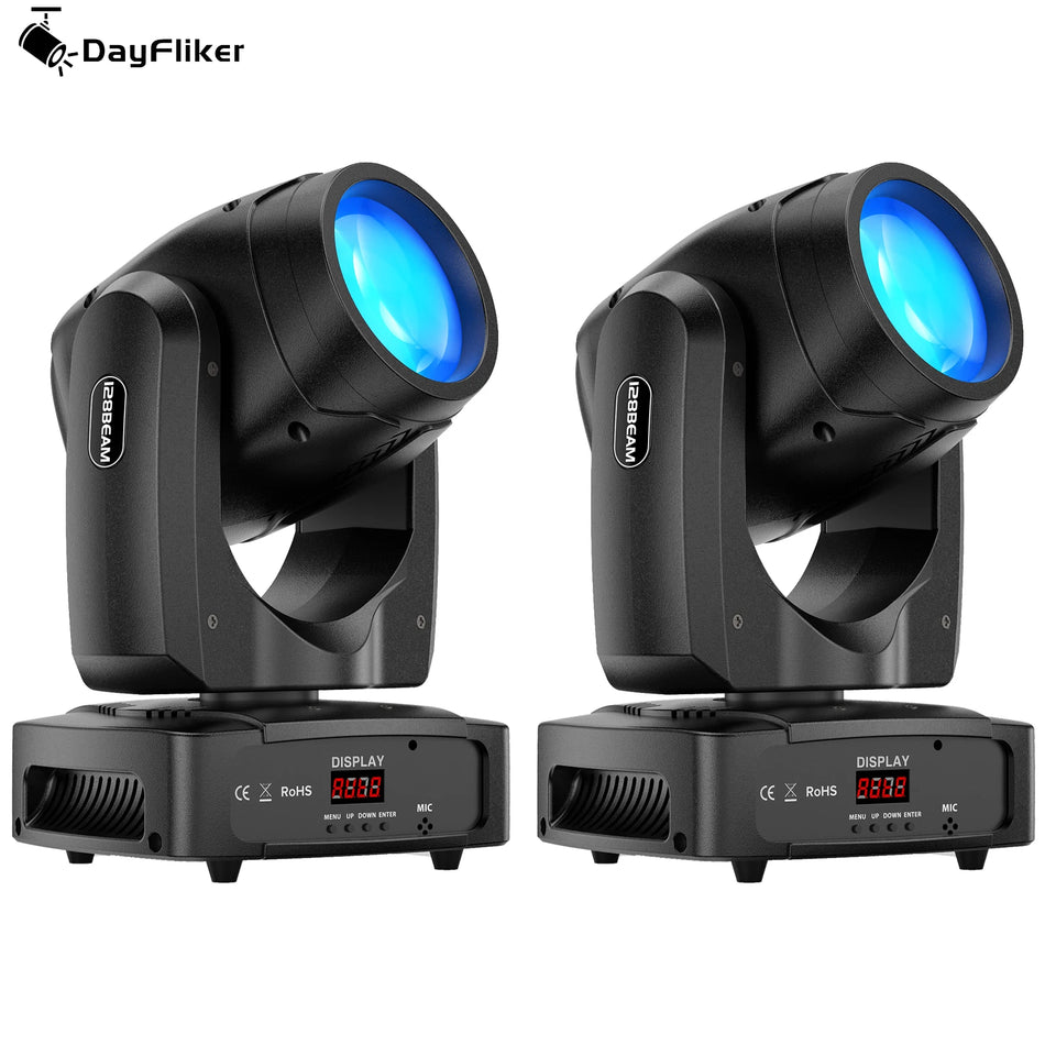 DayFlicker 2 Pack 150W RGBW LED Luces de Cabeza Móvil con DMX512, Activadas por Voz