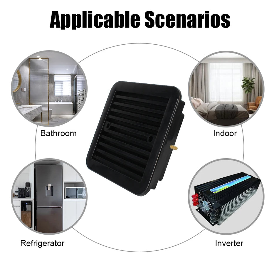 Silent 12V RV Vent Fan for Caravans, Side Air Outlet, Fridge Vent