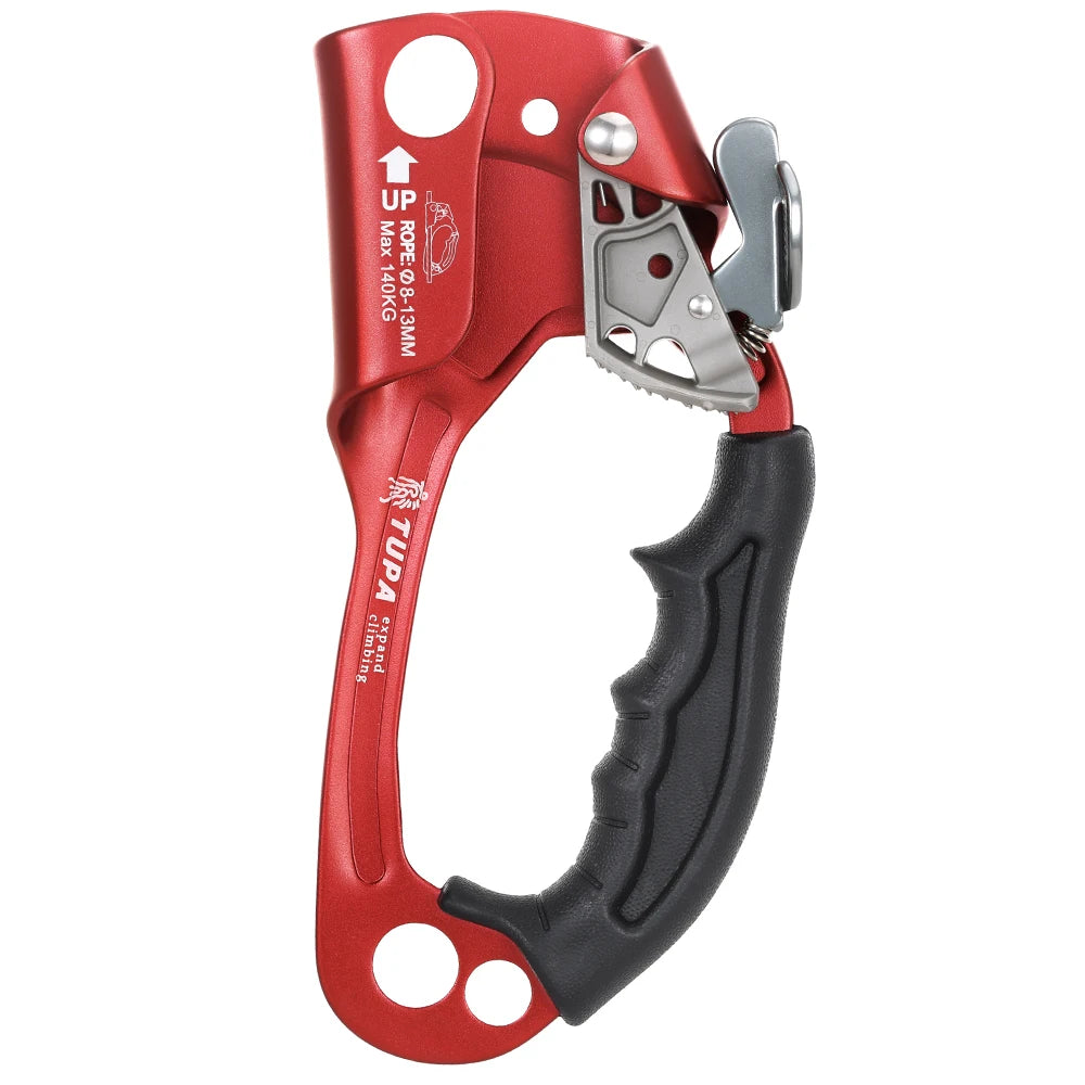 Outdoor Hand Ascender 8-13mm Rope Climber &ndash; Compact Alloy Right Hand Red