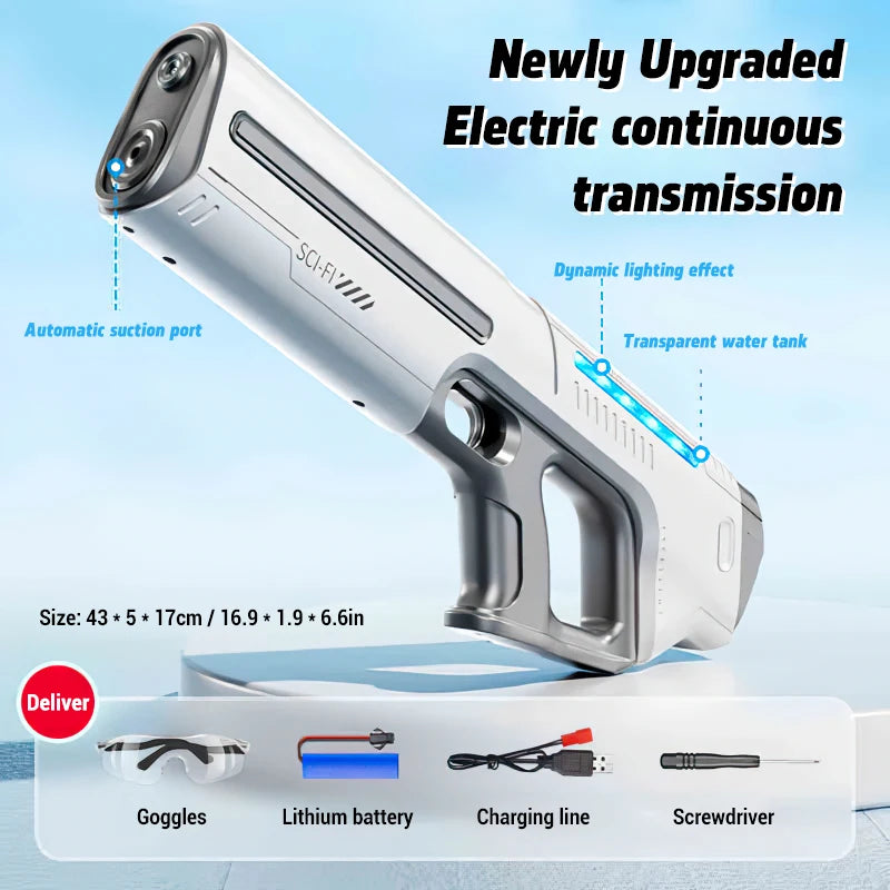 Children's Electric Water Gun - Large Capacity, Fully Automatic, Perfect for Summer Fun White