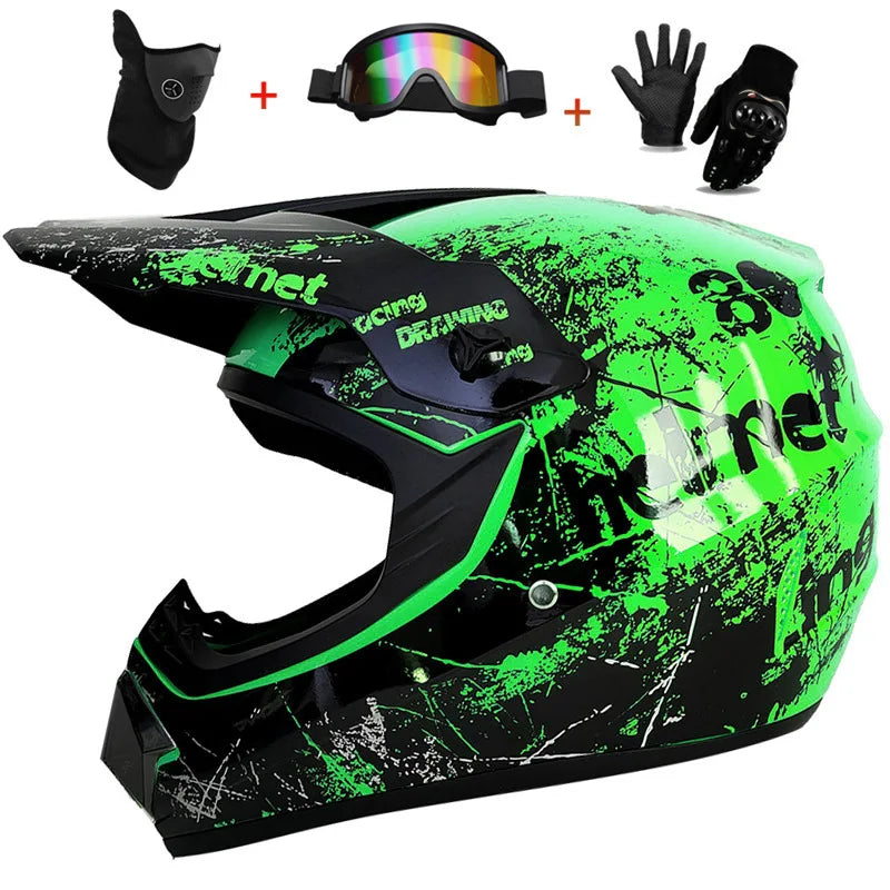 Premium Full Face Off-Road Motorcycle Helmet with 3 Free Gifts