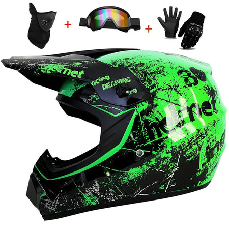 Premium Full Face Off-Road Motorcycle Helmet with 3 Free Gifts