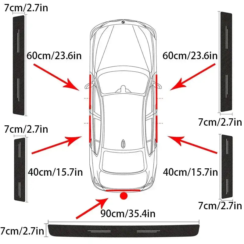 Changan Door Sill Protector Strips Carbon Fiber PU Leather