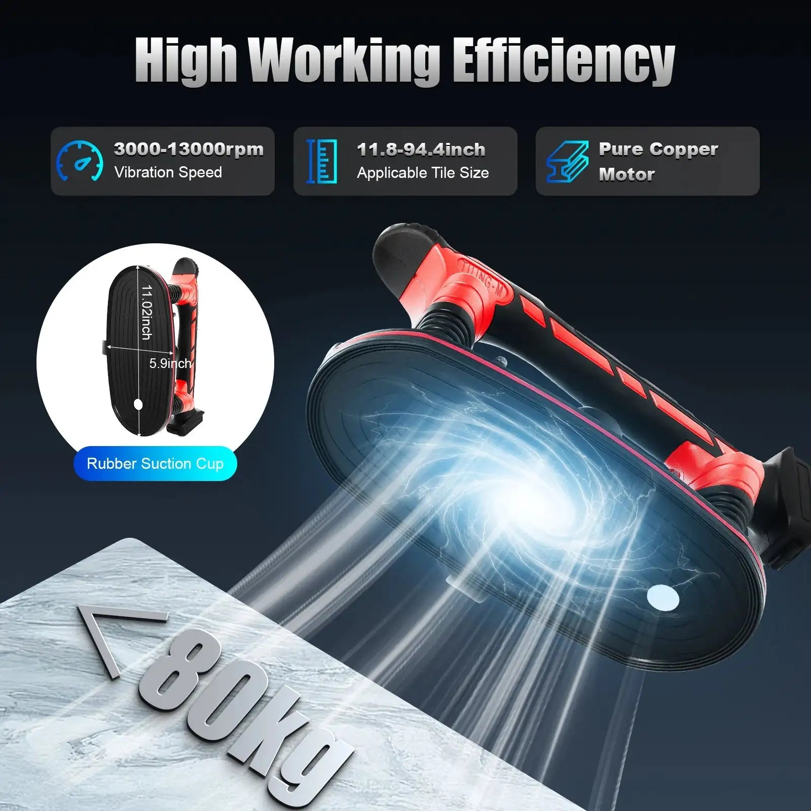 Tile Vibration Tool W/ Electric Vacuum Suction Cup, 21V 2000MAH Hand Tile  Vibrating Tools, Adjustable Tile Installation Machine  InterCyprus Trading  Ltd