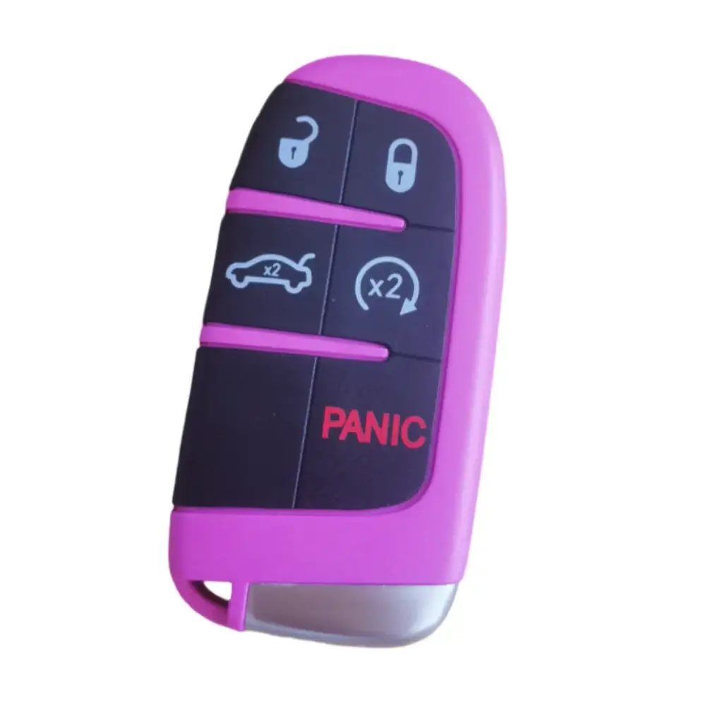 Pink Color Car Smart Remote Key Shell Casing for Dodge SRT 5 Button with Uncut Emergency Insert Key with Logo by InterCyprus Trading Ltd