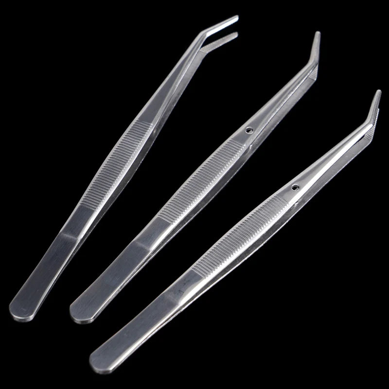 3Pcs Dental Tweezers Steel Serrated Curved &ndash; Easy Grip 3pcs