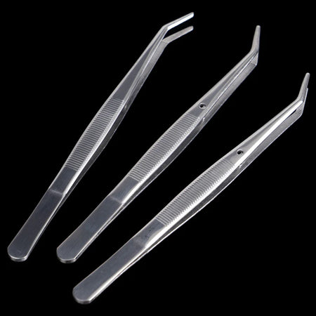 3Pcs Dental Tweezers Steel Serrated Curved &ndash; Easy Grip 3pcs