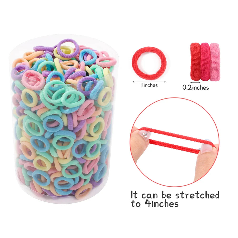 50PCS Colourful Nylon Elastic Hair Ties for Girls and Babies