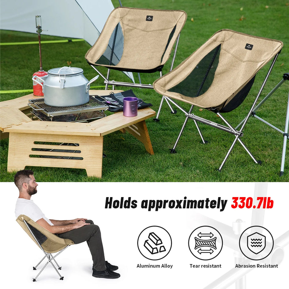 Ultralight Camping Chair With High Load Capacity, Foldable Outdoor Moon Chair