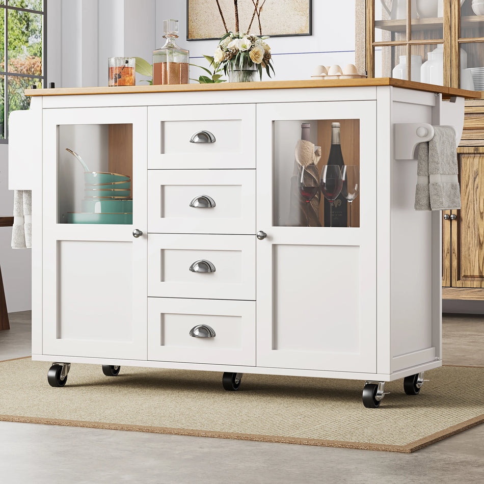 Retractable Kitchen Island Wheels And Adjustable Shelves