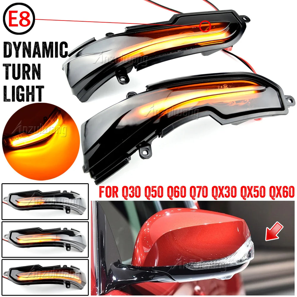 Luces de intermitente de espejo lateral con señales LED dinámicas para Infiniti Q30 Q50 Q60 Q70