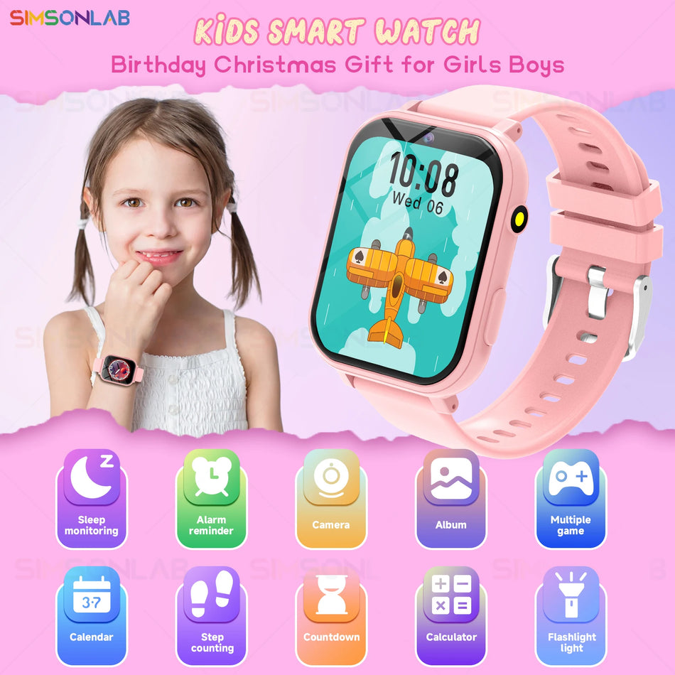 Kids Smartwatch With HD Front Camera, Sleep Monitor, Touch Screen, Flashlight