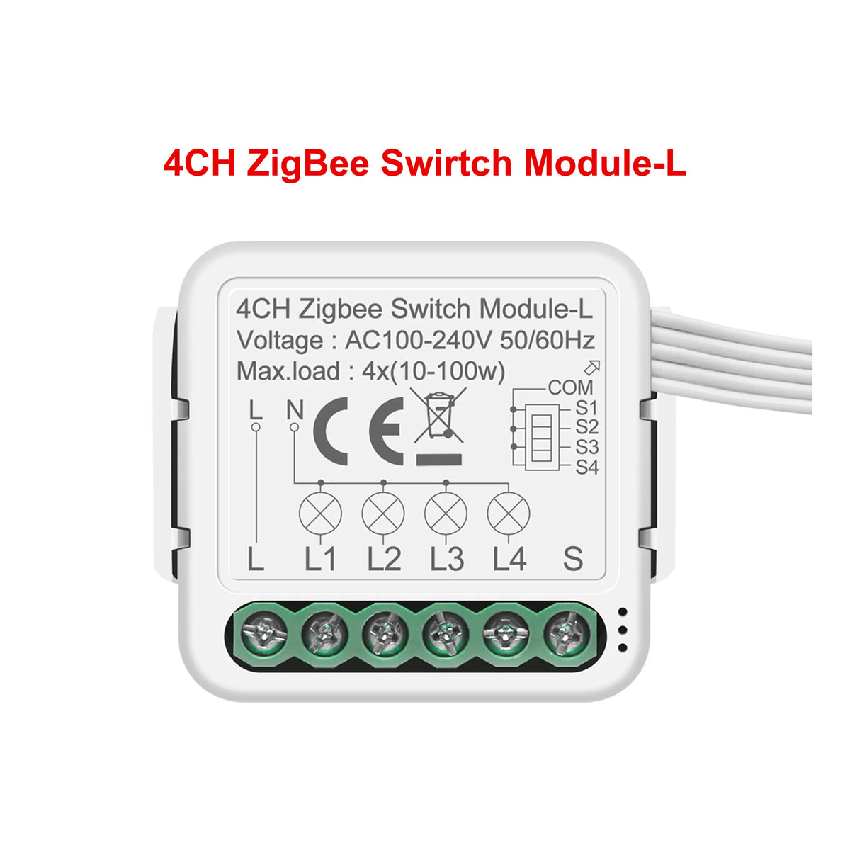 GIRIER ZigBee 3.0 Smart Light Switch Module - No Neutral Wire, Voice and App Control 4 Gang