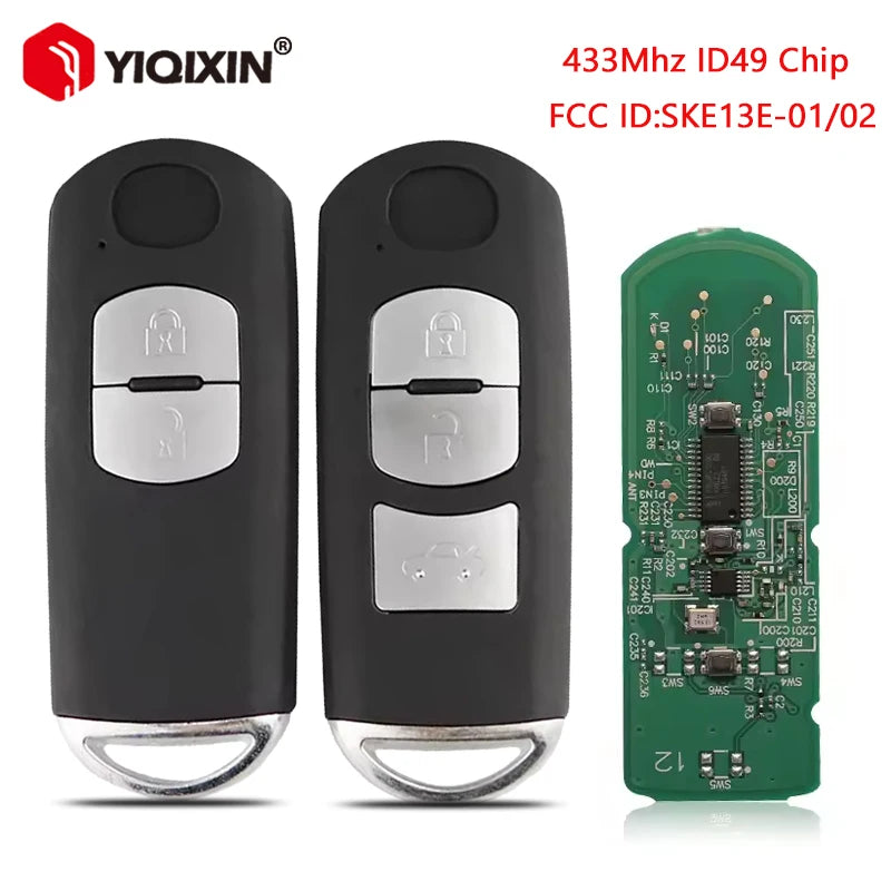 Etäavain Mazda CX-5 433MHz ID49 siru, leikkaamaton terä, ABS-metallirakenne, yhteensopiva CX-3 CX-5 Axelan kanssa